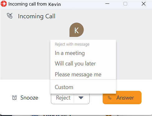 Reject drop down menu with default messages