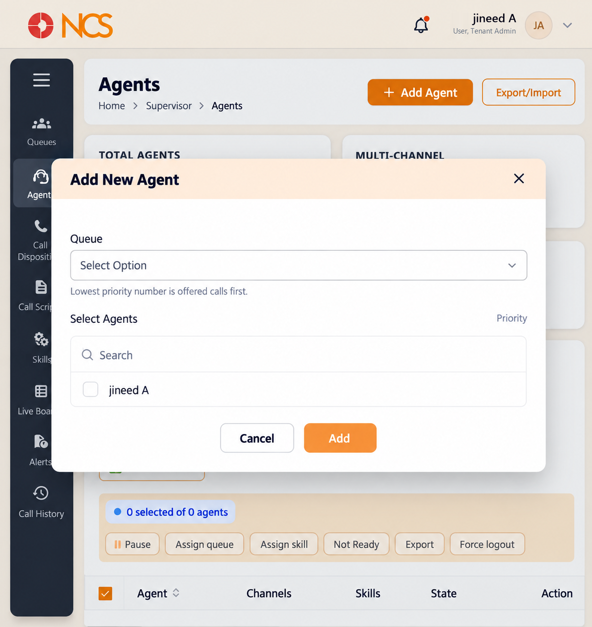 SUP 2.2 Add New Agent Form