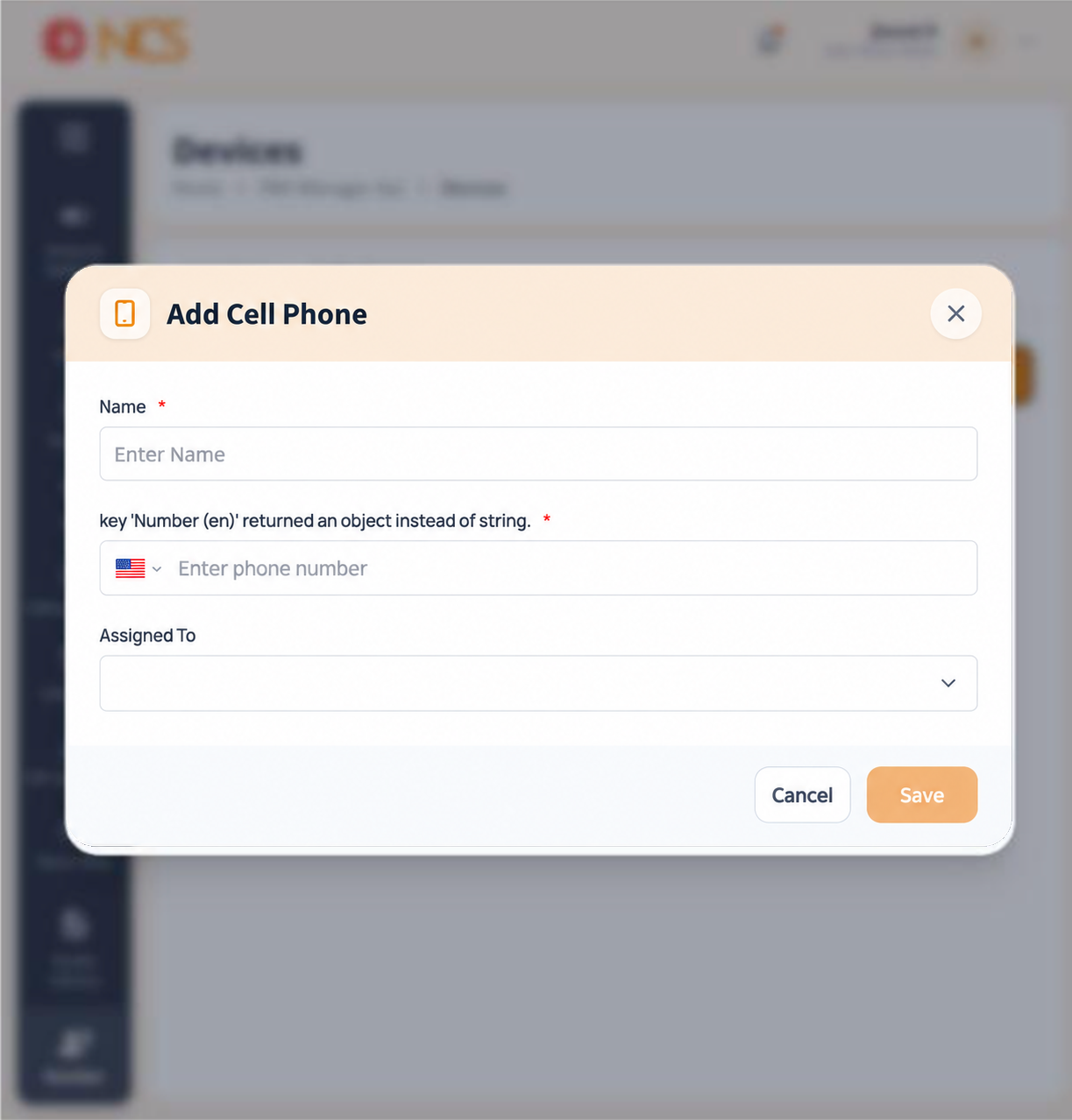 PBX 10.2 Add Cell Phone Form