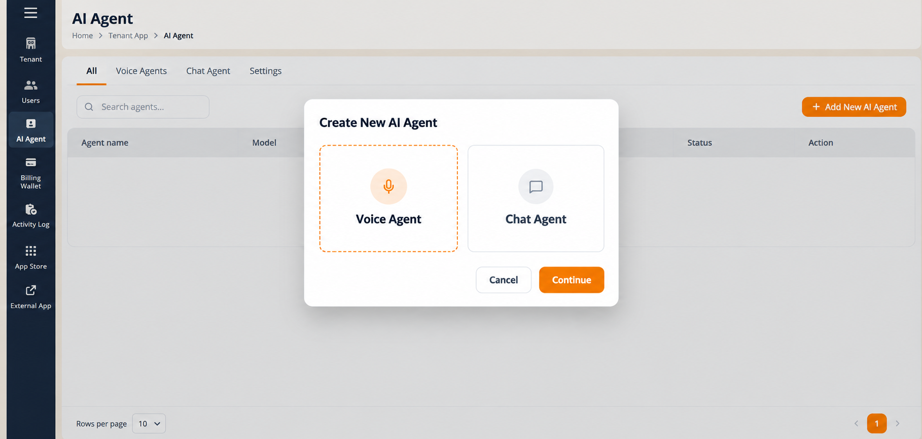Create New AI Agent Modal