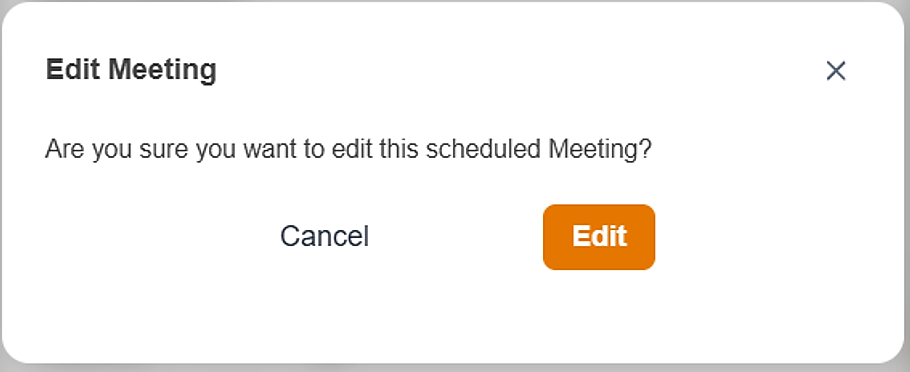 Edit Meeting modal for a non-recurring meeting