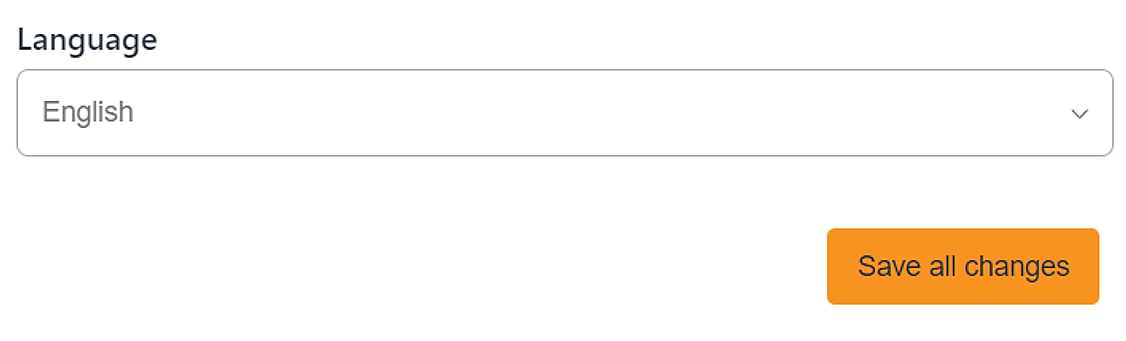 Language dropdown and Save all changes button