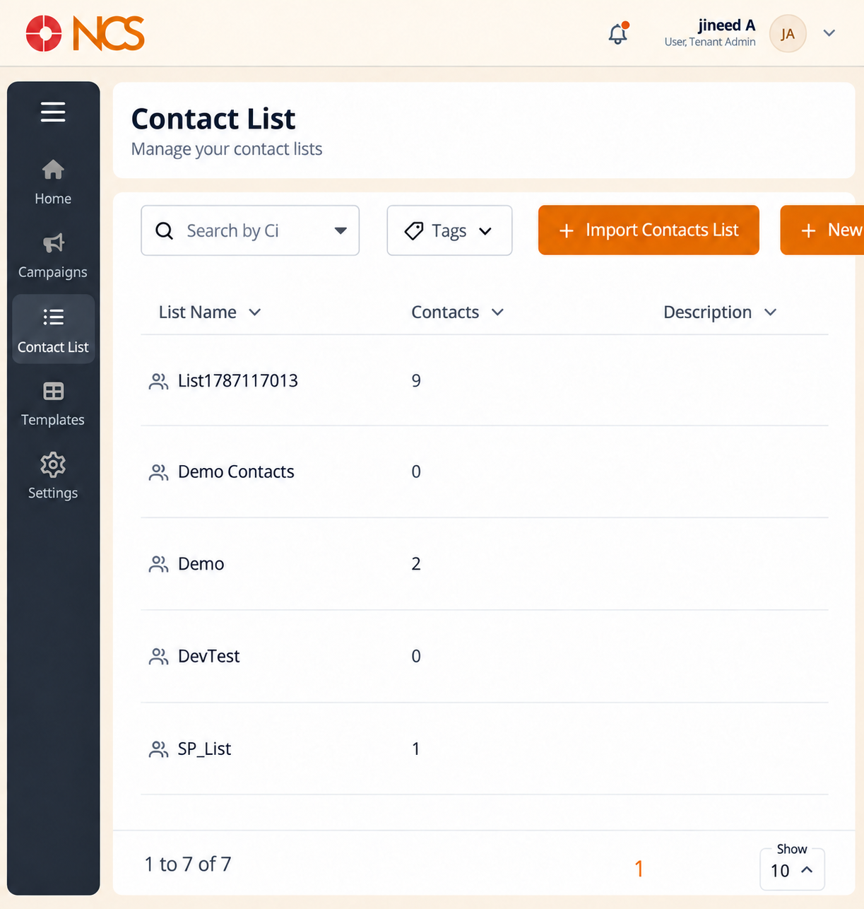 BRD 2.3 Contact List