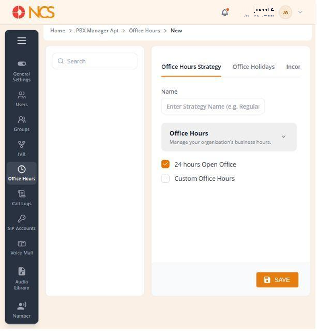 PBX 5.2 Create Heures d'ouverture Strategy Form