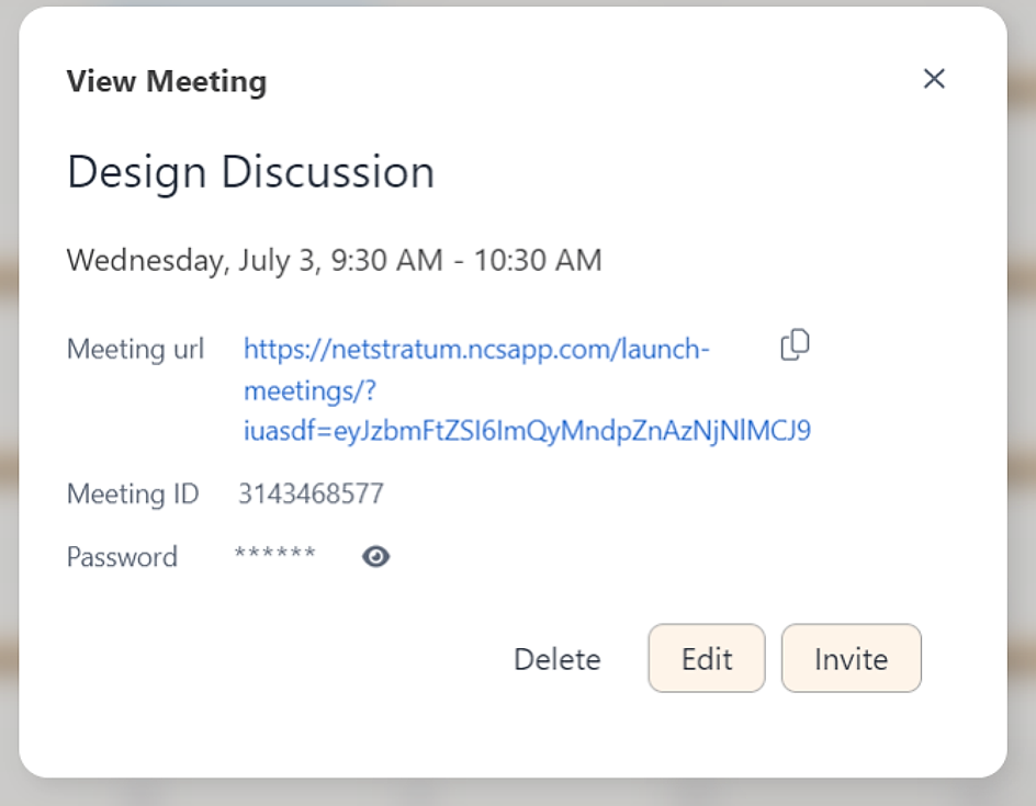 View Meeting modal