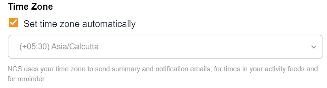 Time Zone section with Set time zone automatically checkbox
