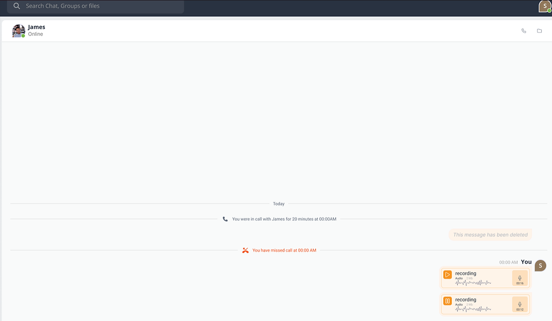 Chat Window with sent messages