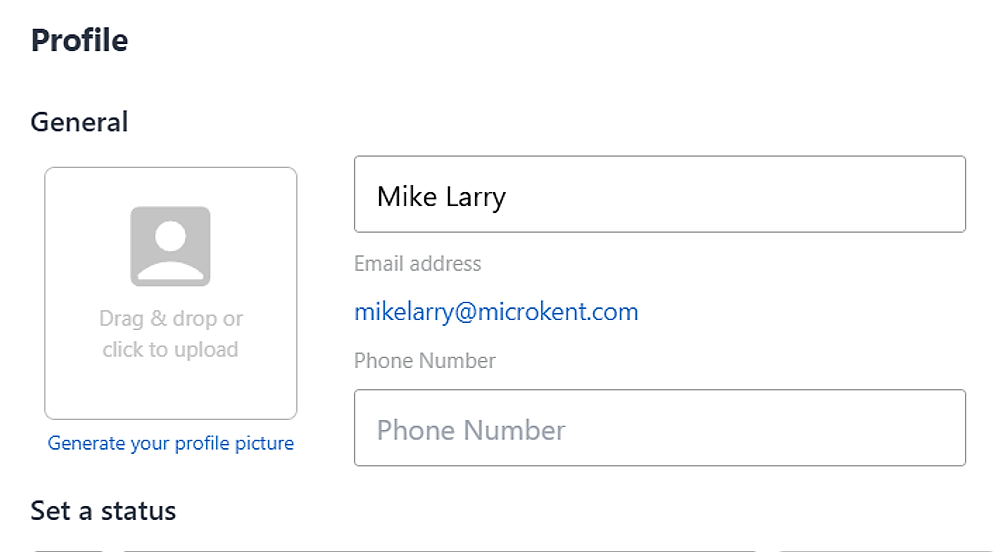 Profile tab General section
