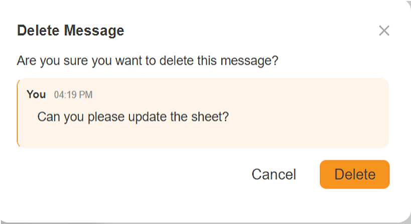Delete Message confirmation modal