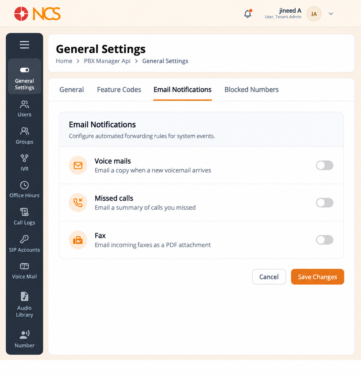 PBX 1.4 Notificações por E-mail