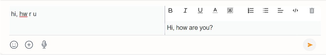 Smart Compose refined message shown beside the original message
